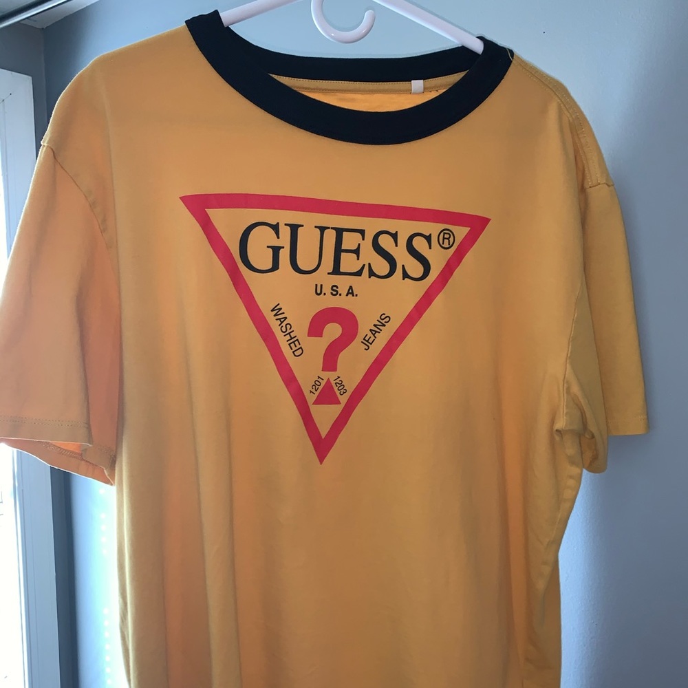 Guess Logo Tee Yellow Medium